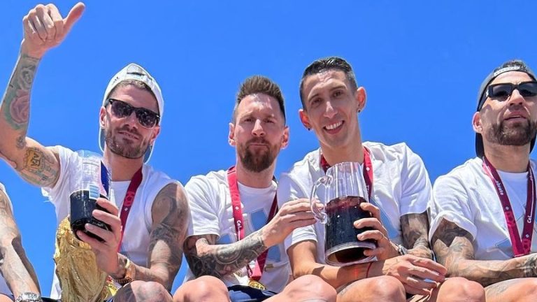 Jugadores de la Selección Argentina de Fútbol festejando